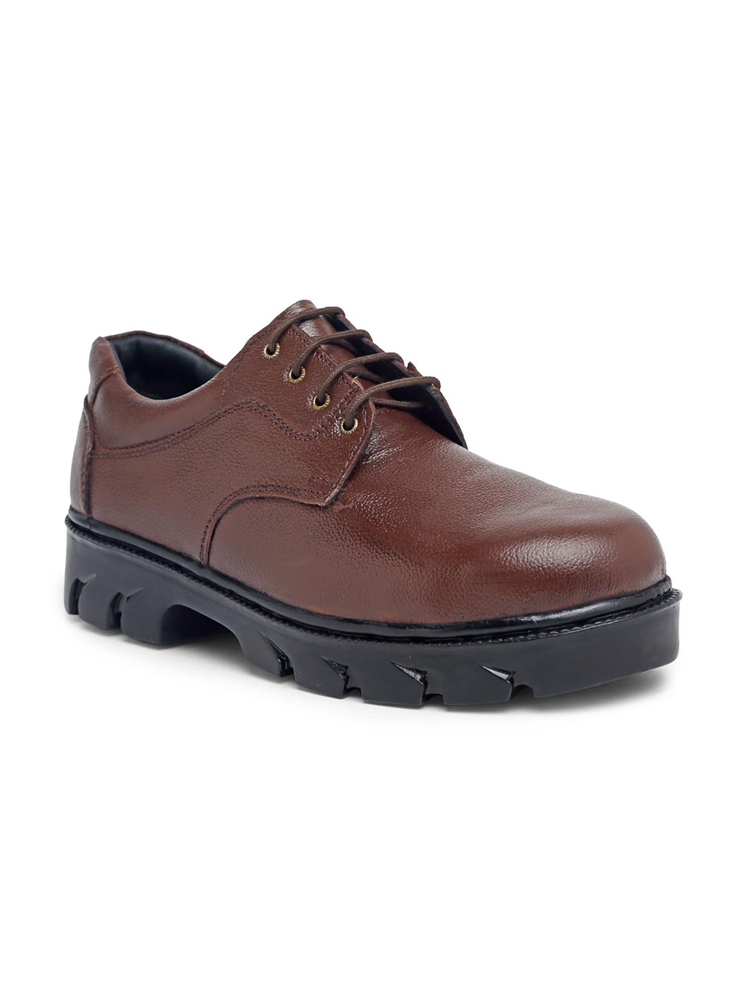 men brown texture geniune leather shoe