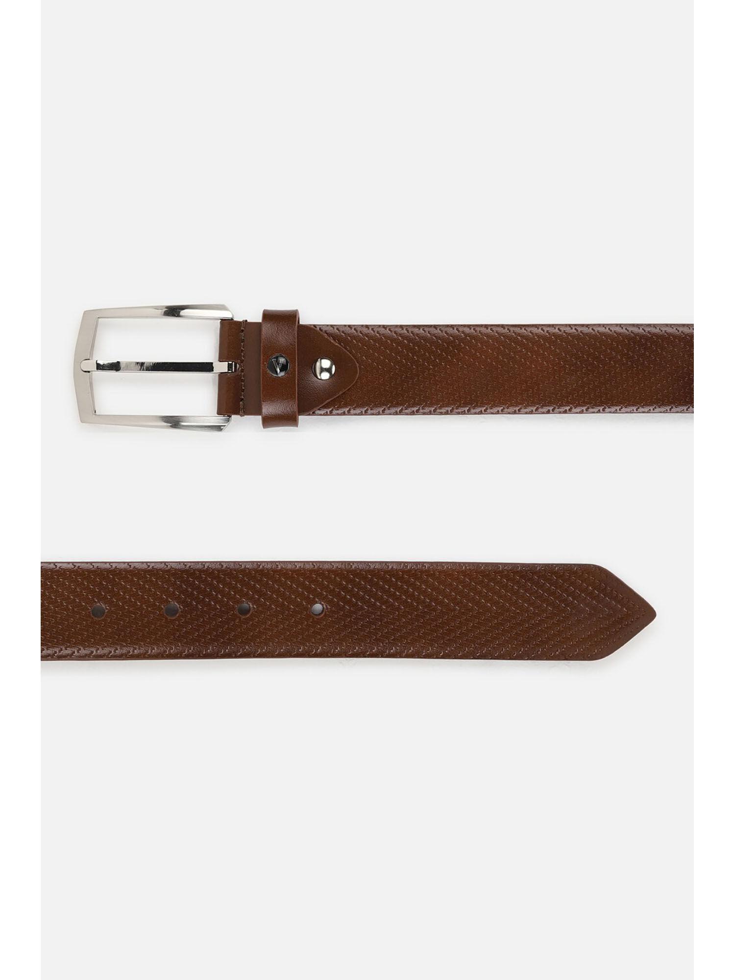 men brown textured belt