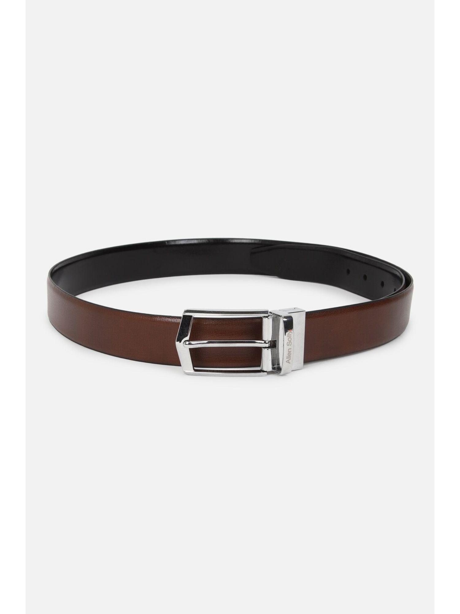 men brown textured formal belt