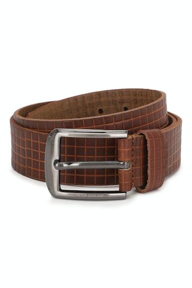 men brown textured genuine leather belt