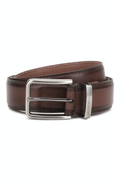 men brown textured genuine leather formal belt