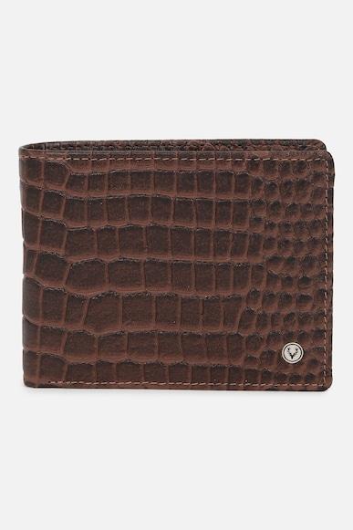 men brown textured genuine leather wallet