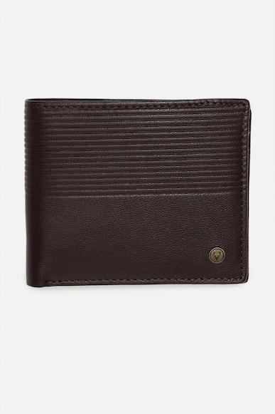 men brown textured genuine leather wallet