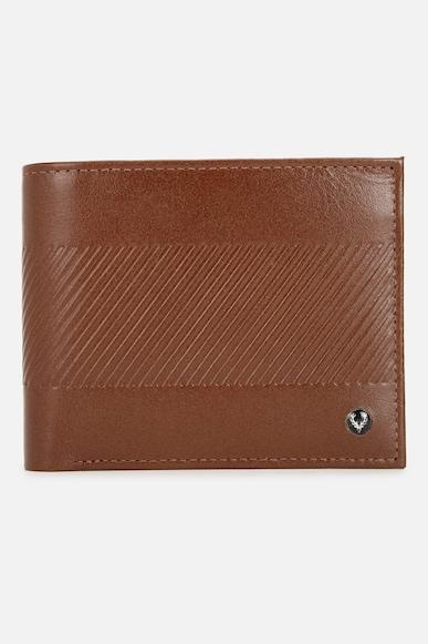 men brown textured leather wallet