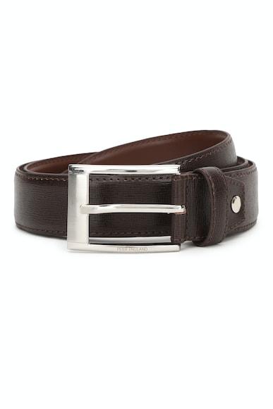 men brown textured polyurethane belt