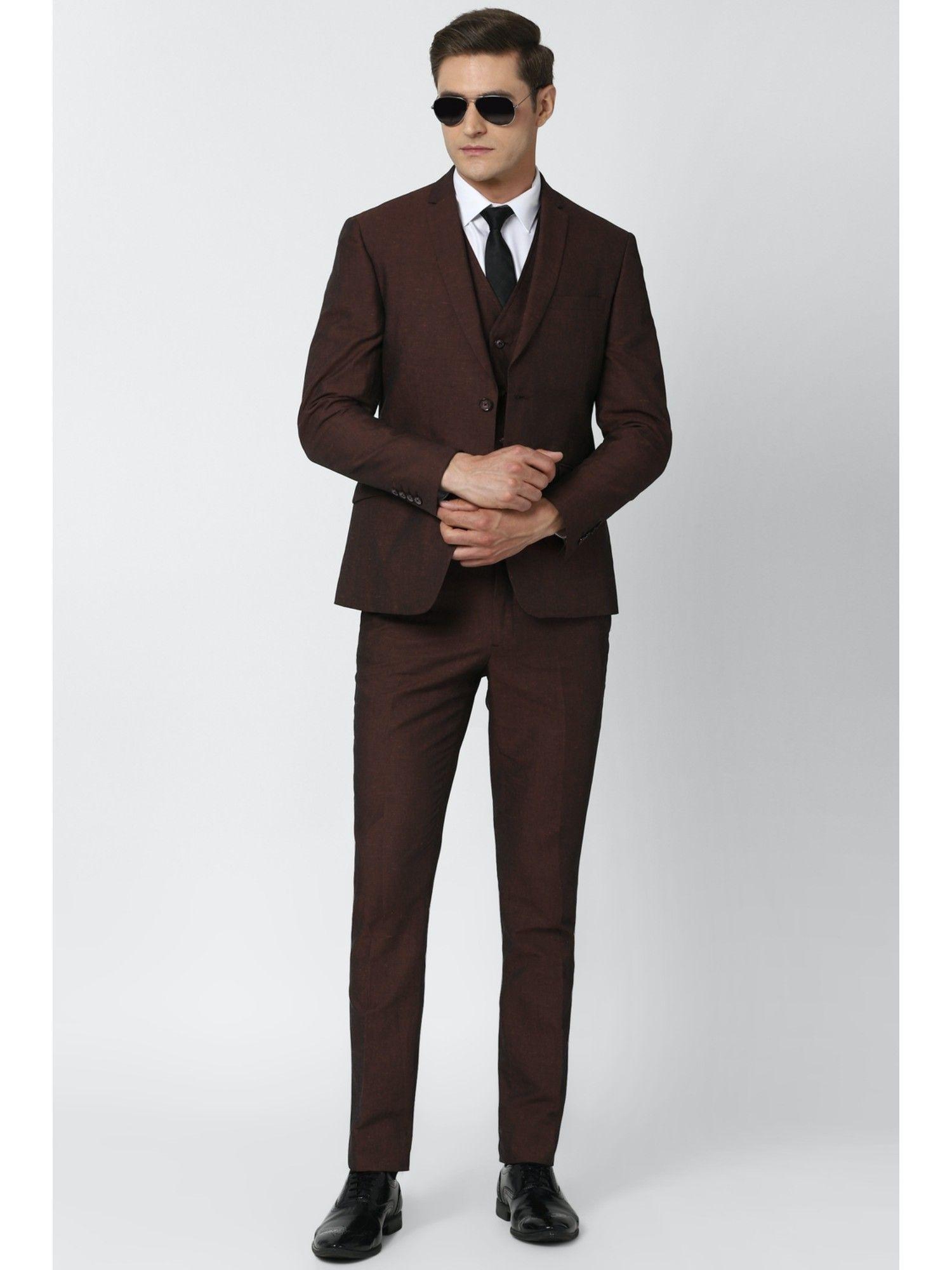 men brown three piece suit (set of 3)