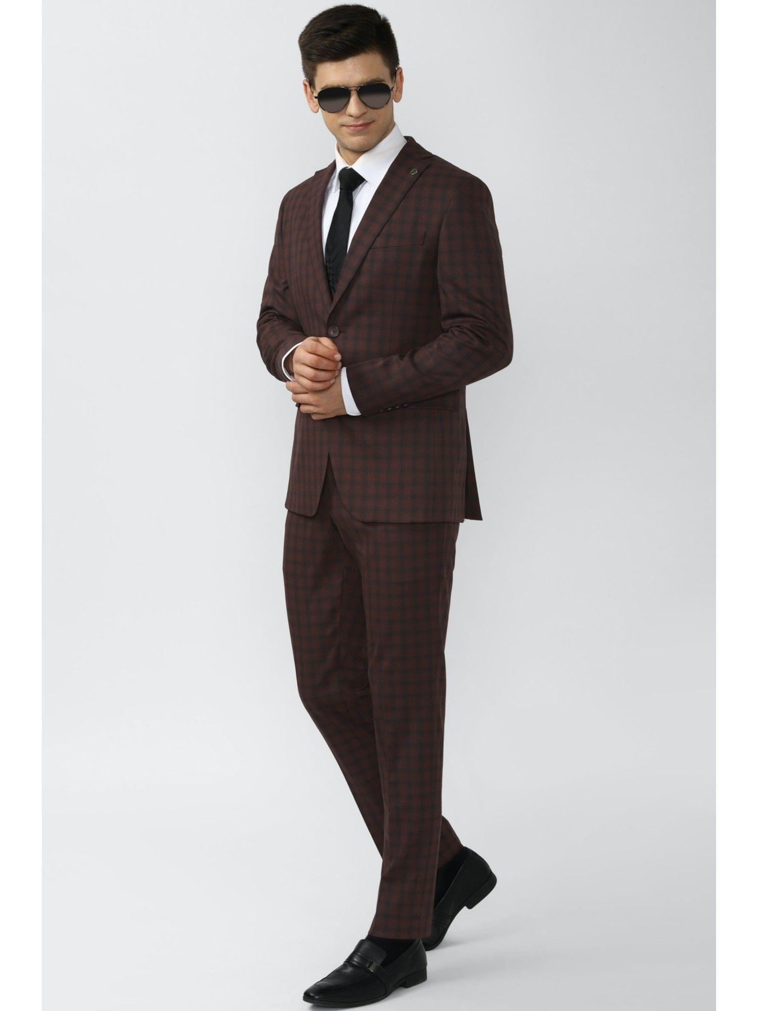 men brown two piece suit (set of 2)