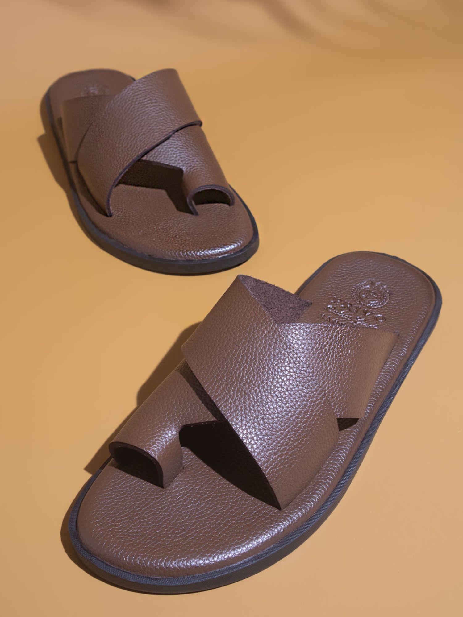 men brown velcro sandals