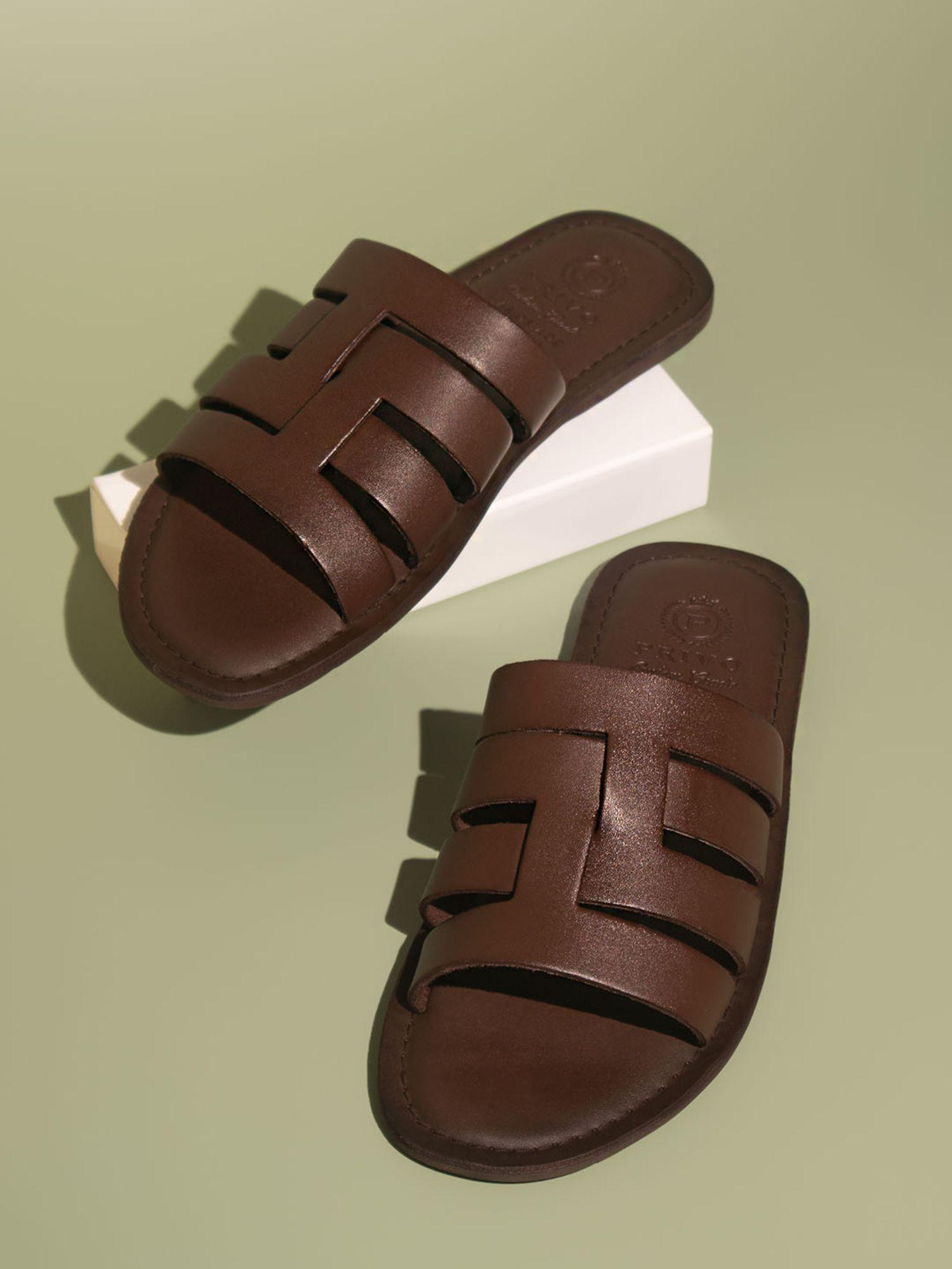 men brown velcro sandals