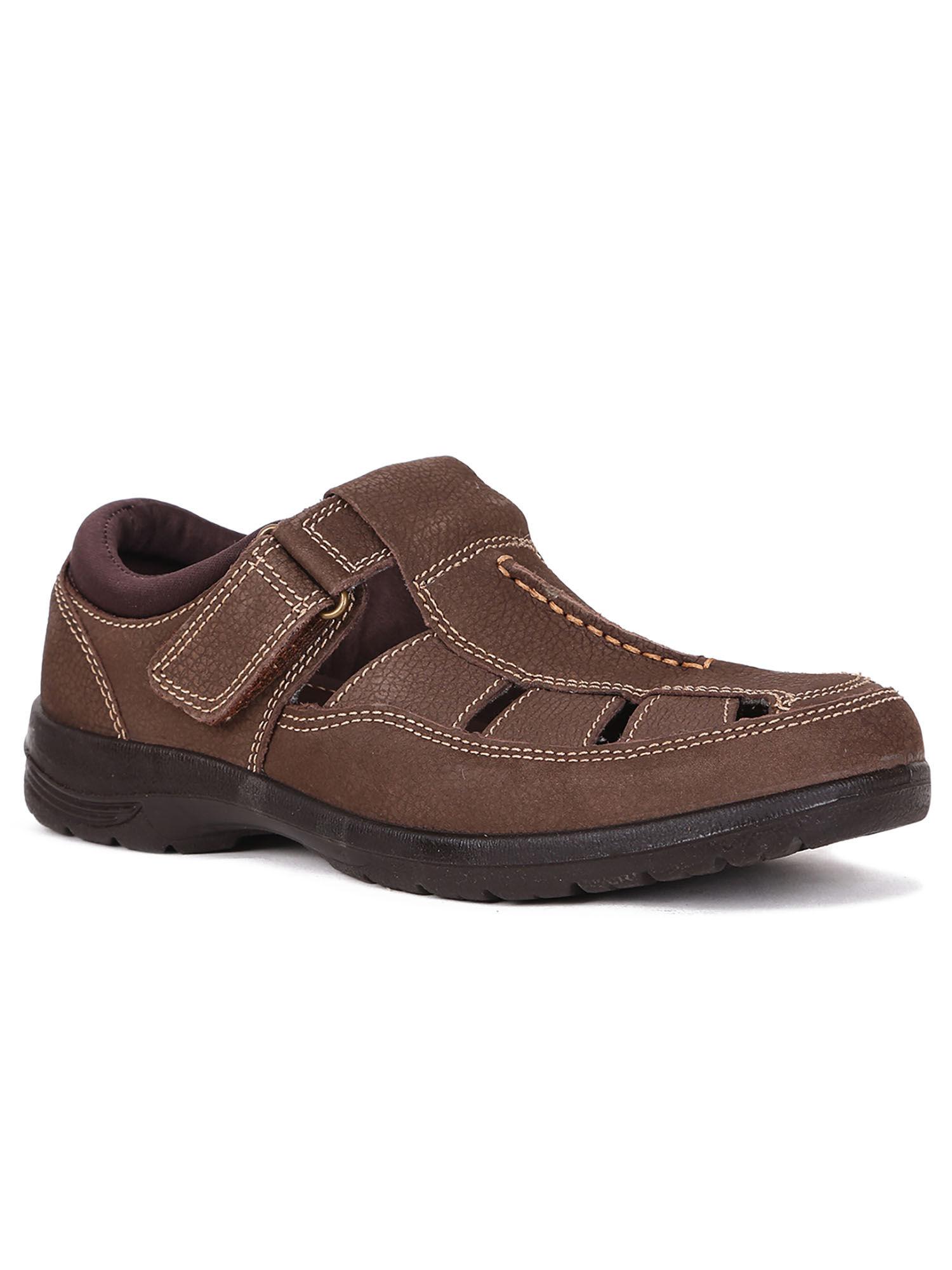 men brown velcro sandals