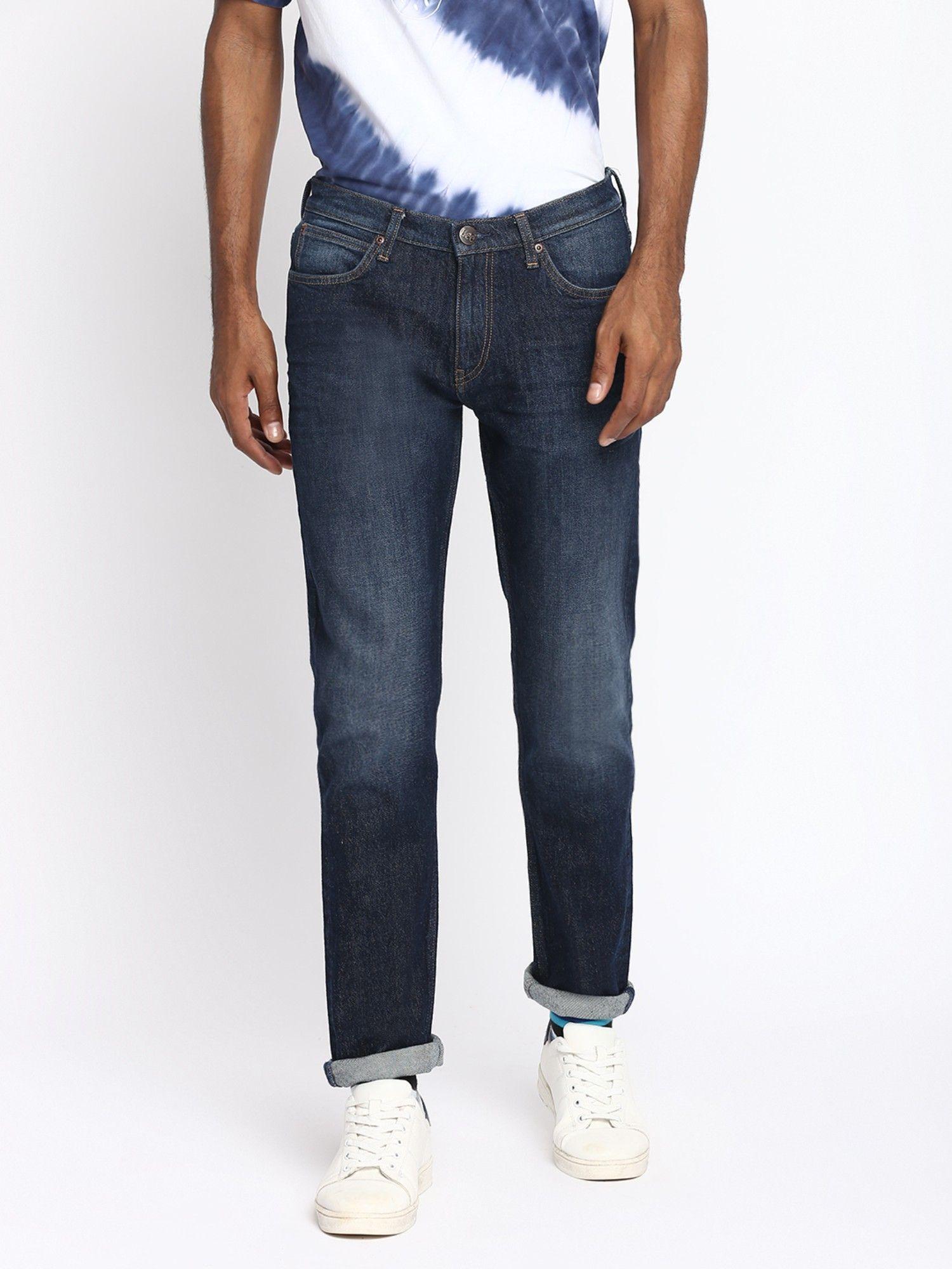 men bruce brushed indigo skinny fit jeans