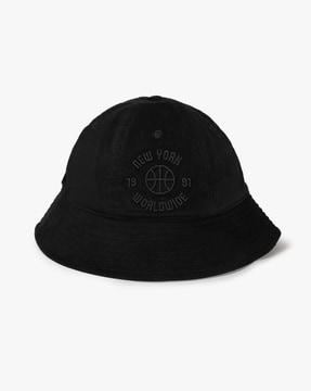 men bucket hat with logo applique