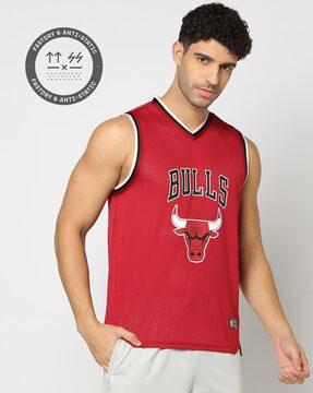 men bull print v-neck t-shirt