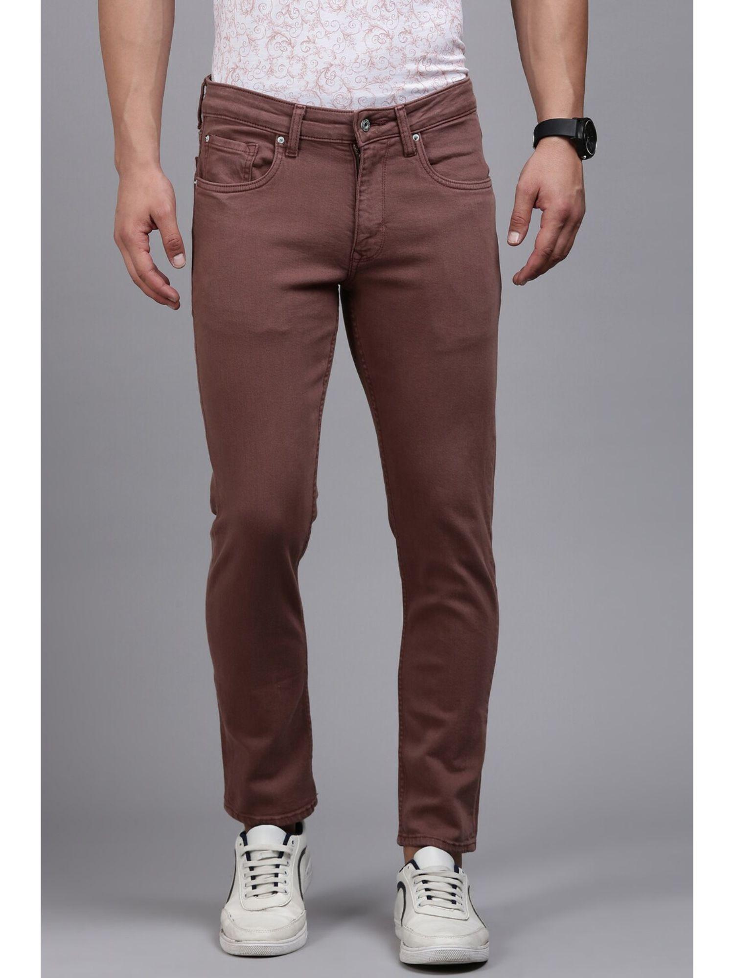 men burgundy dark smart fit jeans