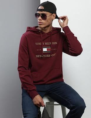 men burgundy new icon hooded sweatshirt