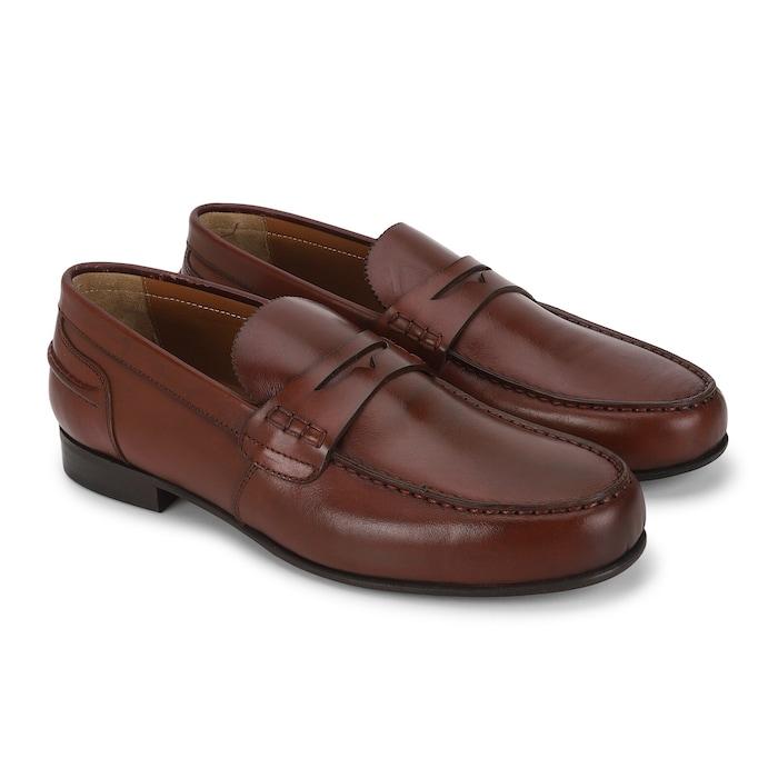 men burgundy penny loafers with cutout band