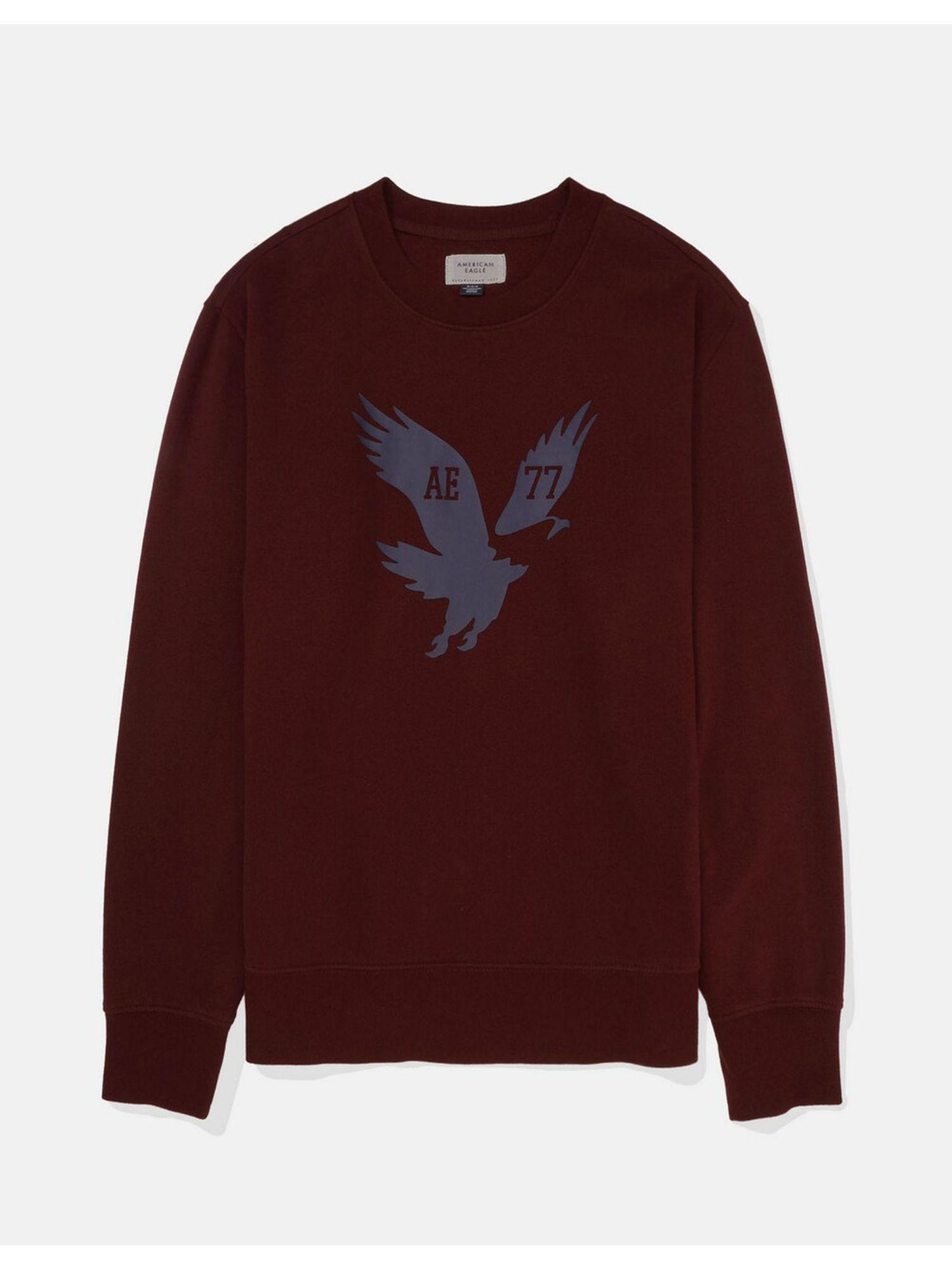 men burgundy super soft icon graphic crew neck