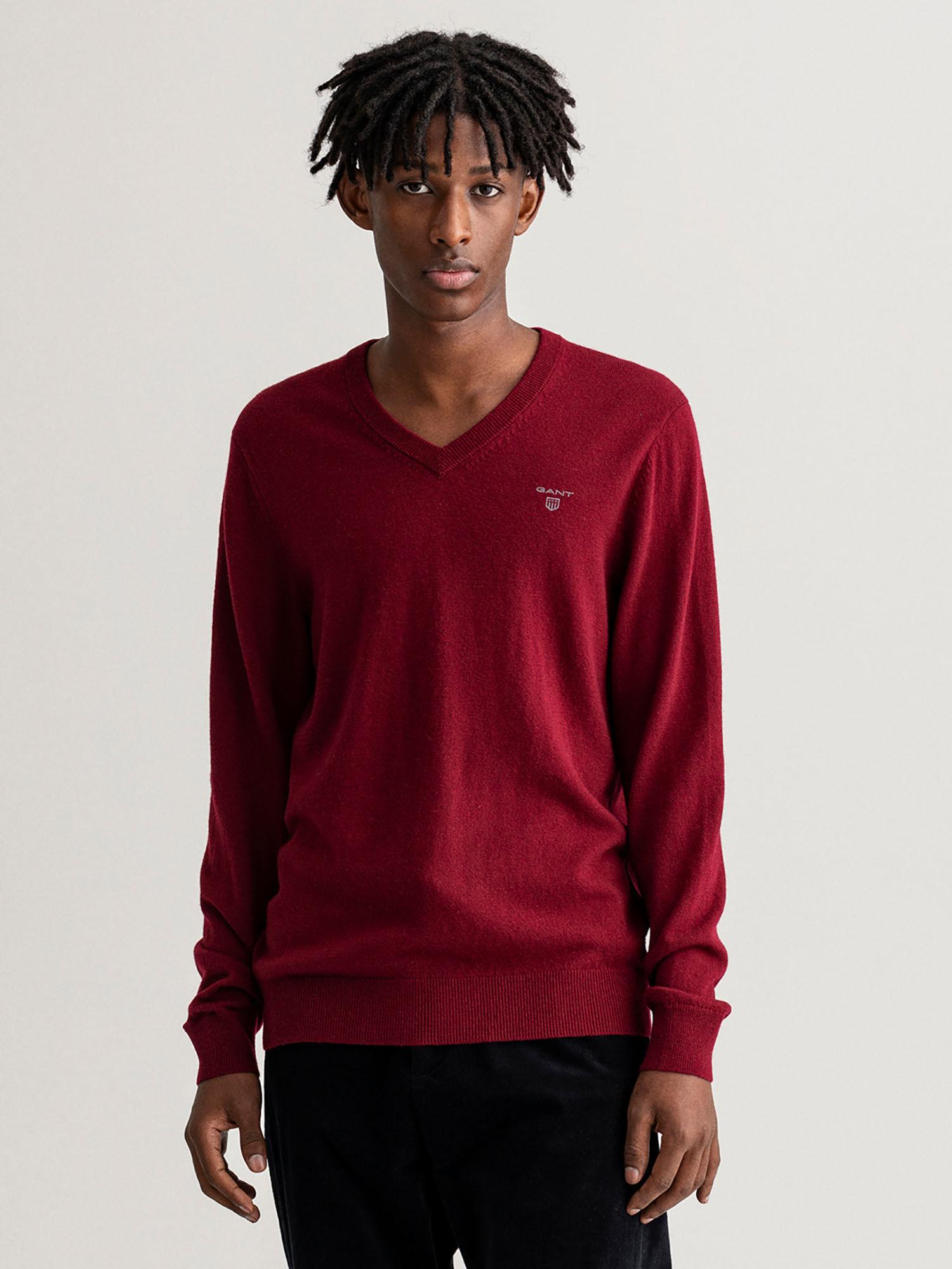 men cabernet maroon regular fit sweater