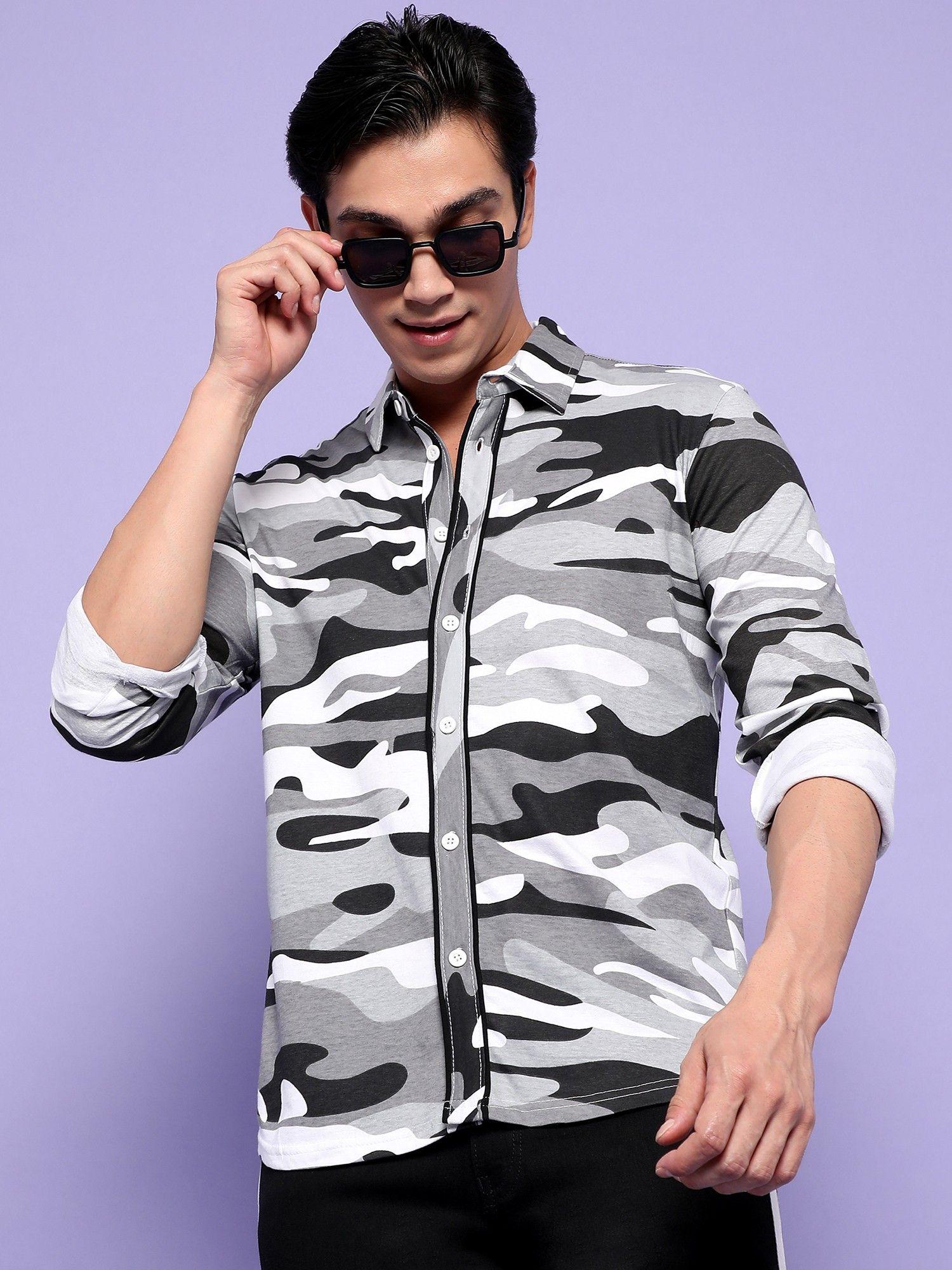 men camouflage full sleeve casual shirts - multi-color
