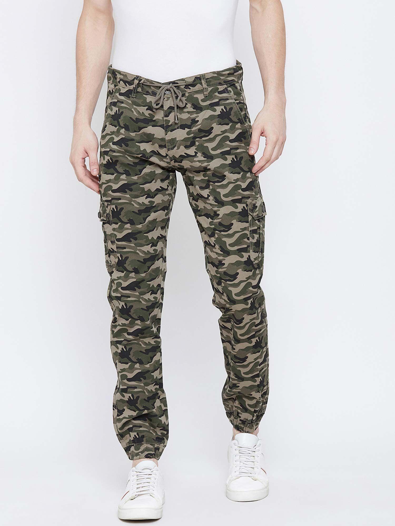 men camouflage olive joggers