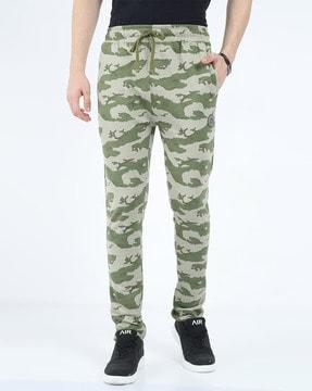 men camouflage print straight track pants