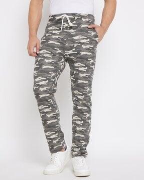 men camouflage print straight track pants