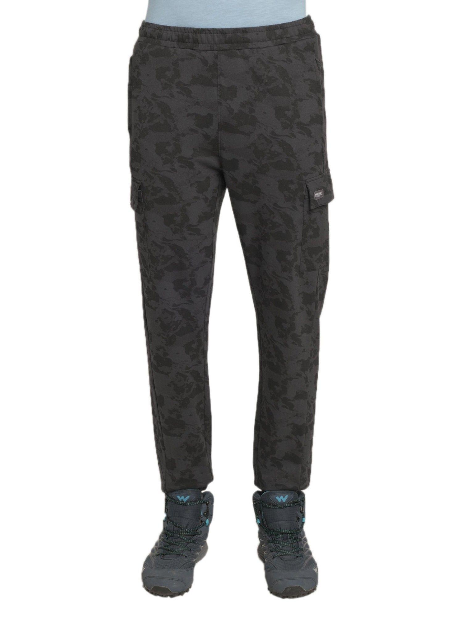 men camouflage regular fit trackpant-black