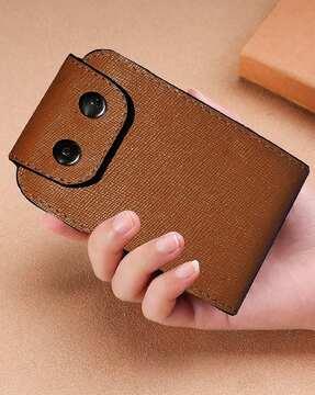 men card holder with button closure