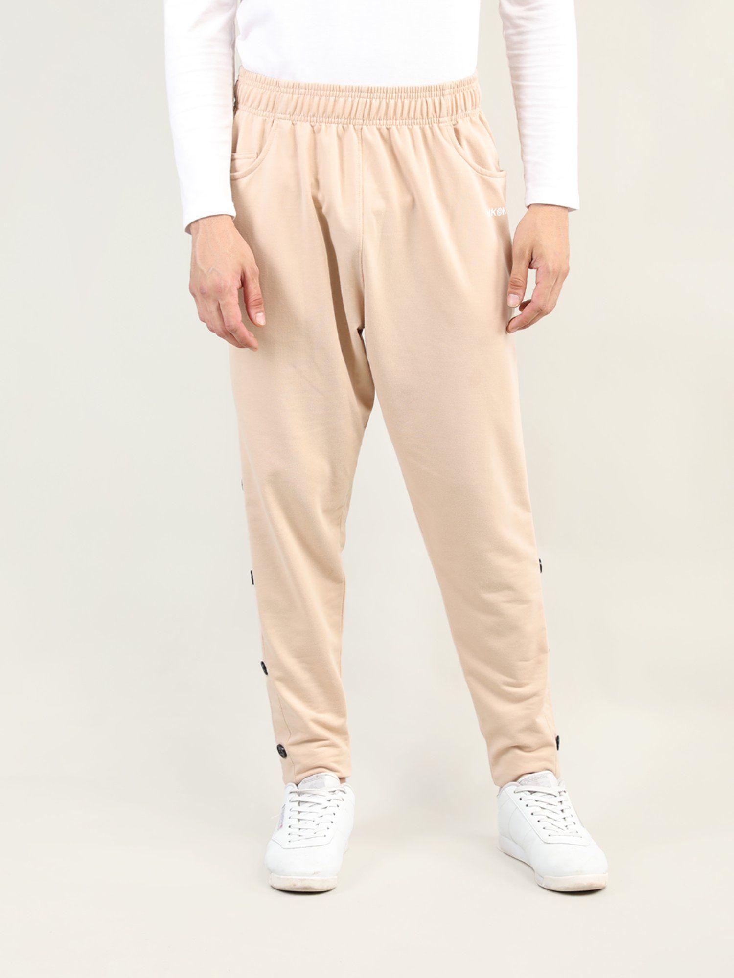 men casual beige track pant