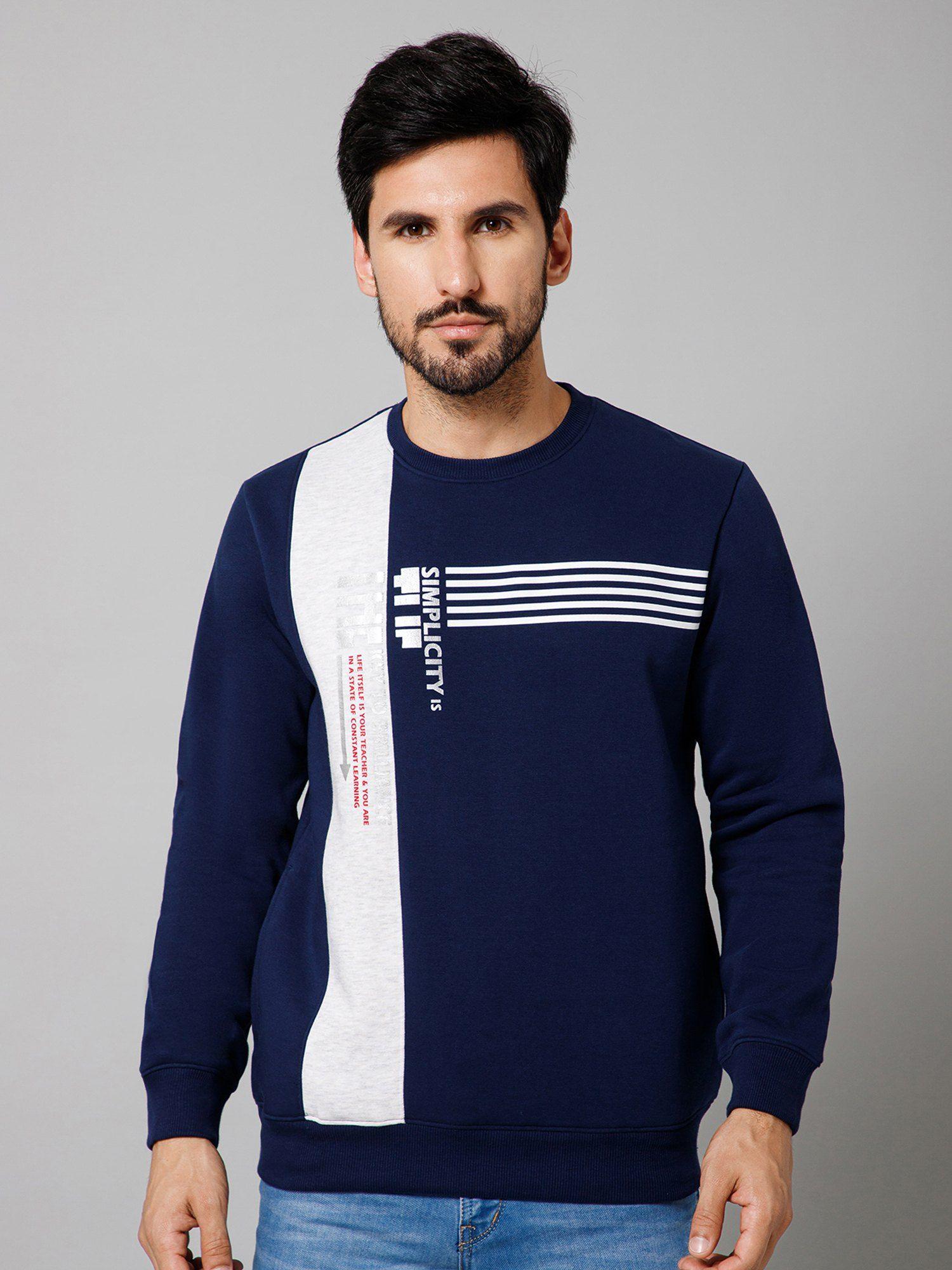 men casual blue sweatshirt