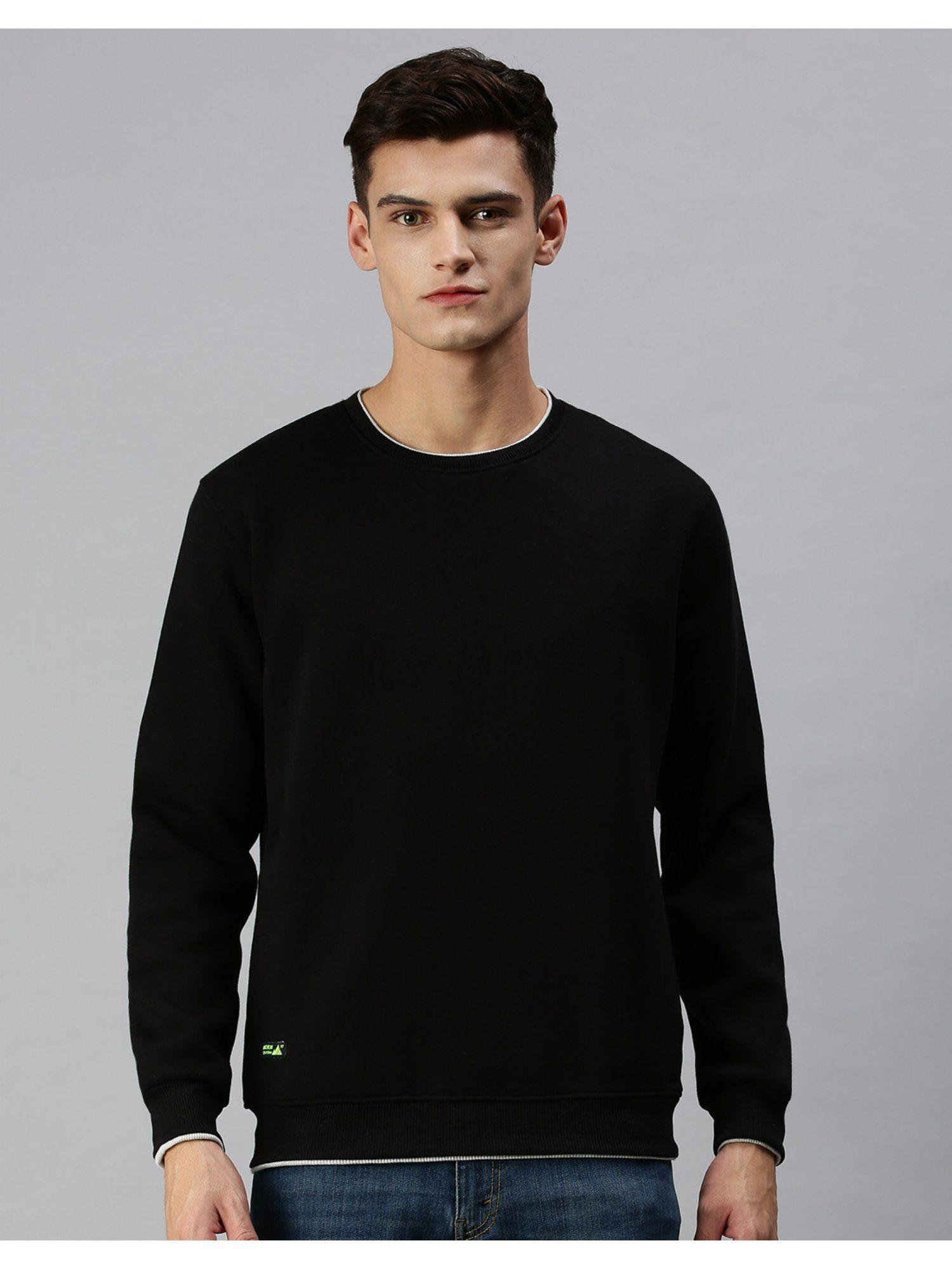 men casual cotton pullover black sweatshirt