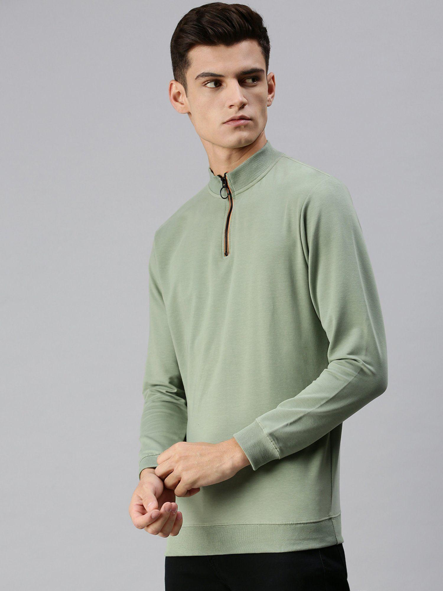 men casual cotton pullover green sweatshirt