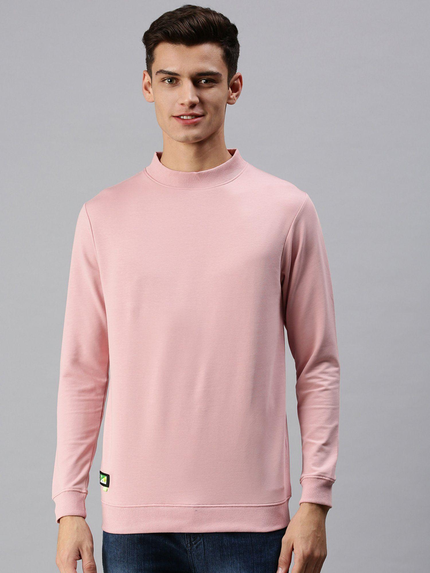 men casual cotton pullover peach sweatshirt