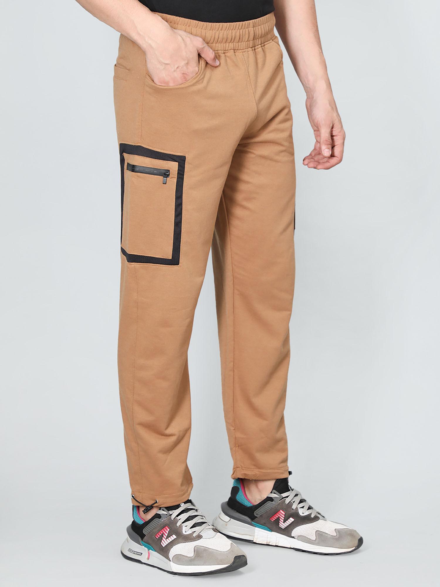 men casual gym lower brown track pant