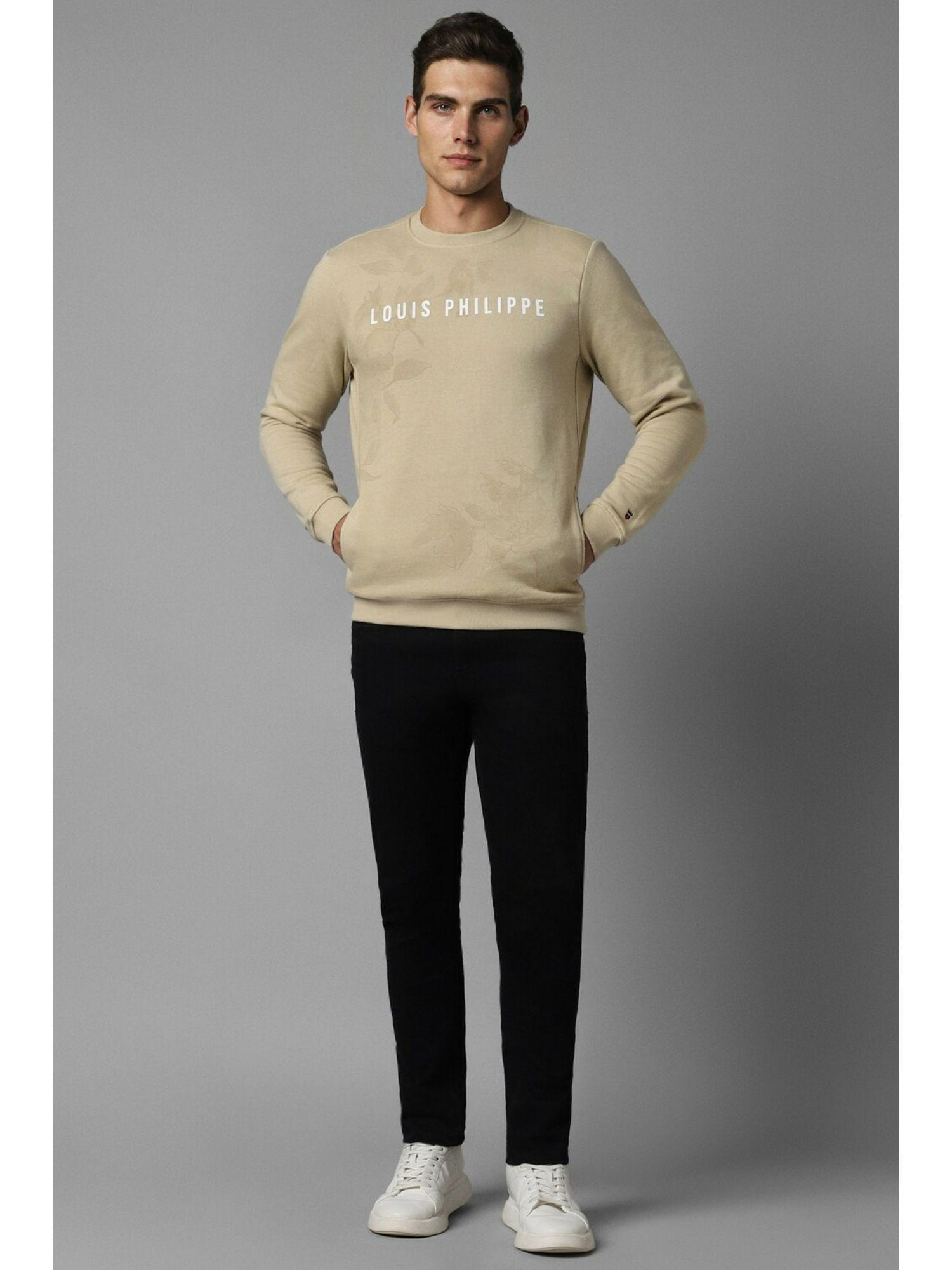 men casual khaki print sweatshirt