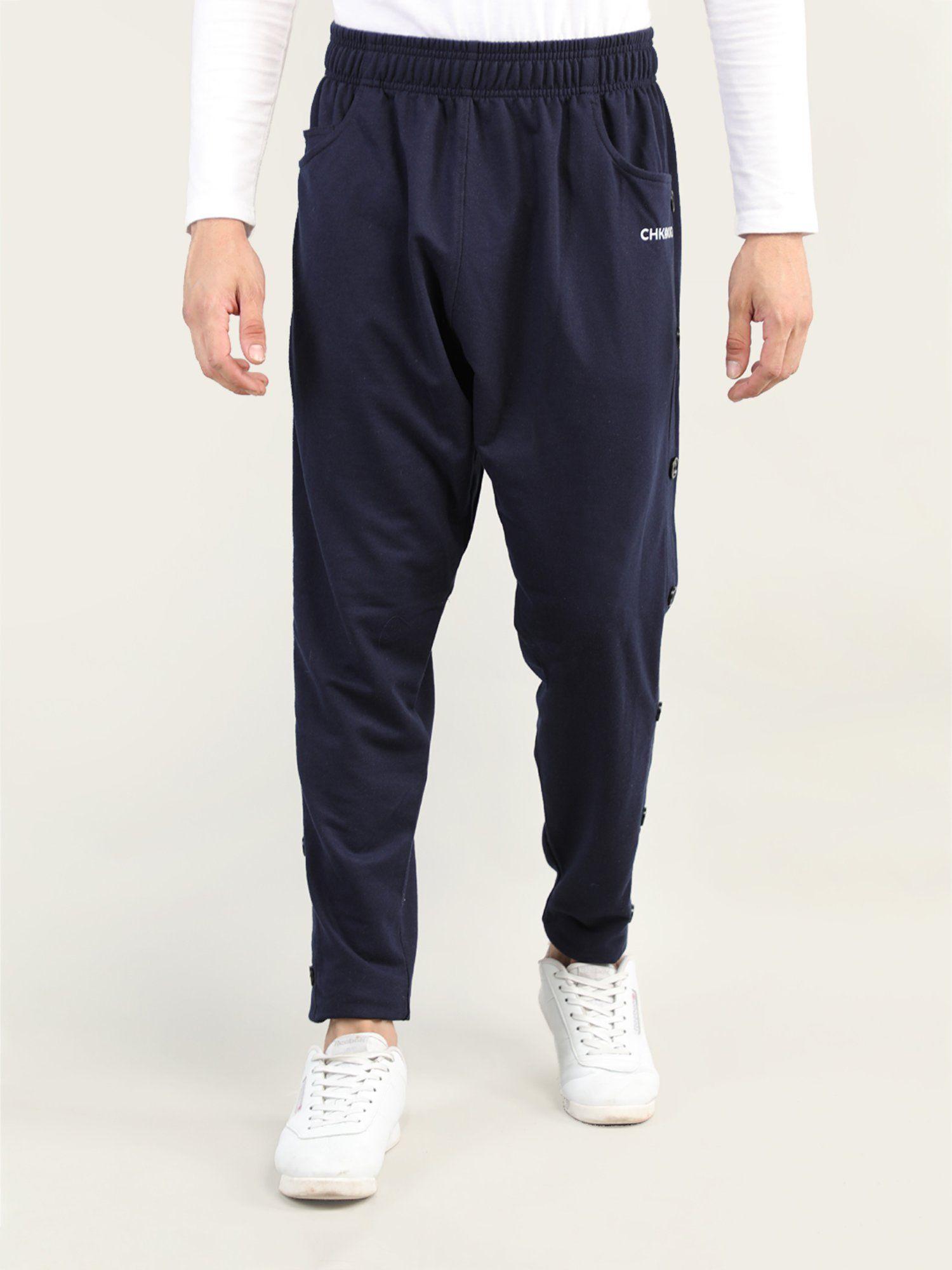 men casual navy blue track pant