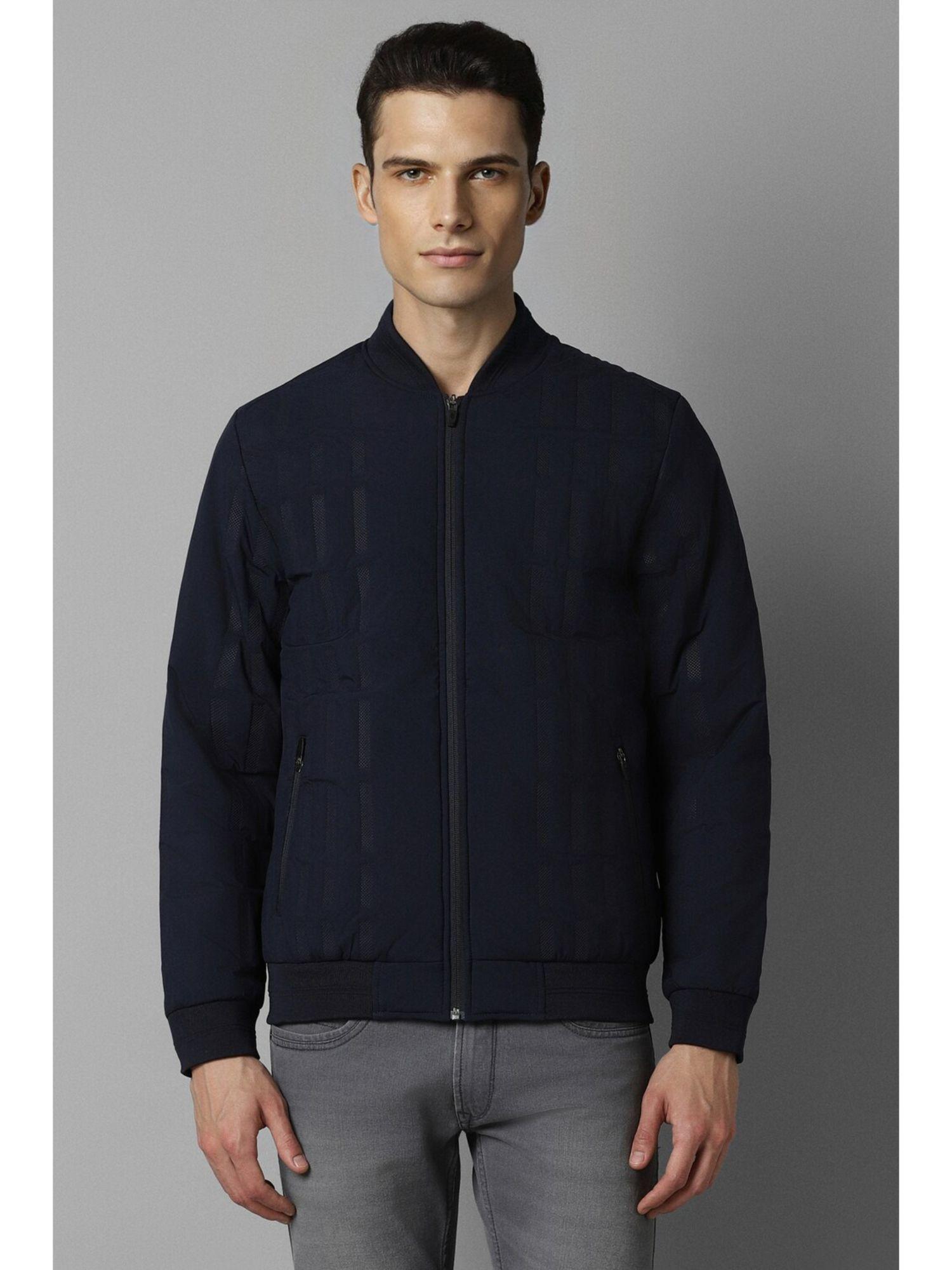 men casual navy solid jackets