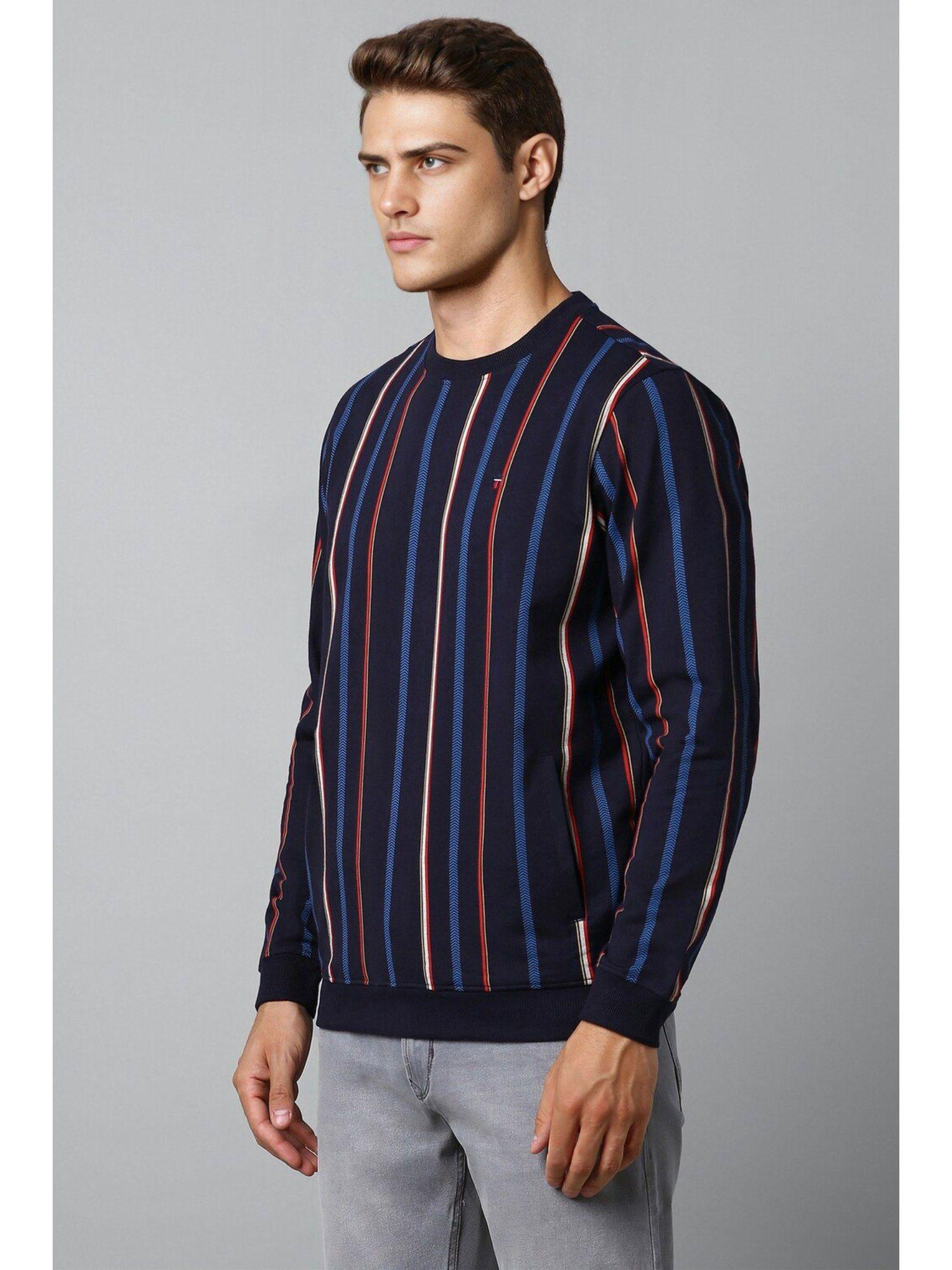 men casual navy stripe sweatshirt