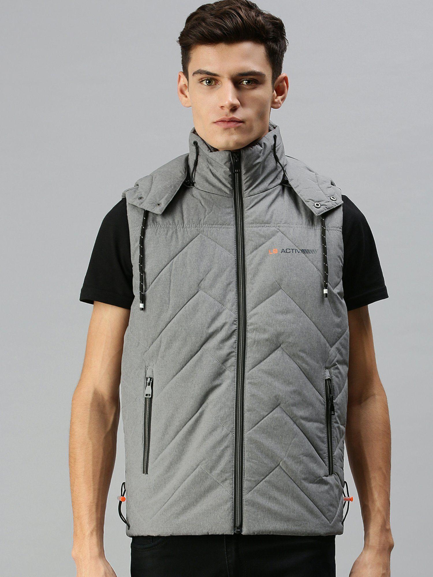 men casual quilted grey jacket