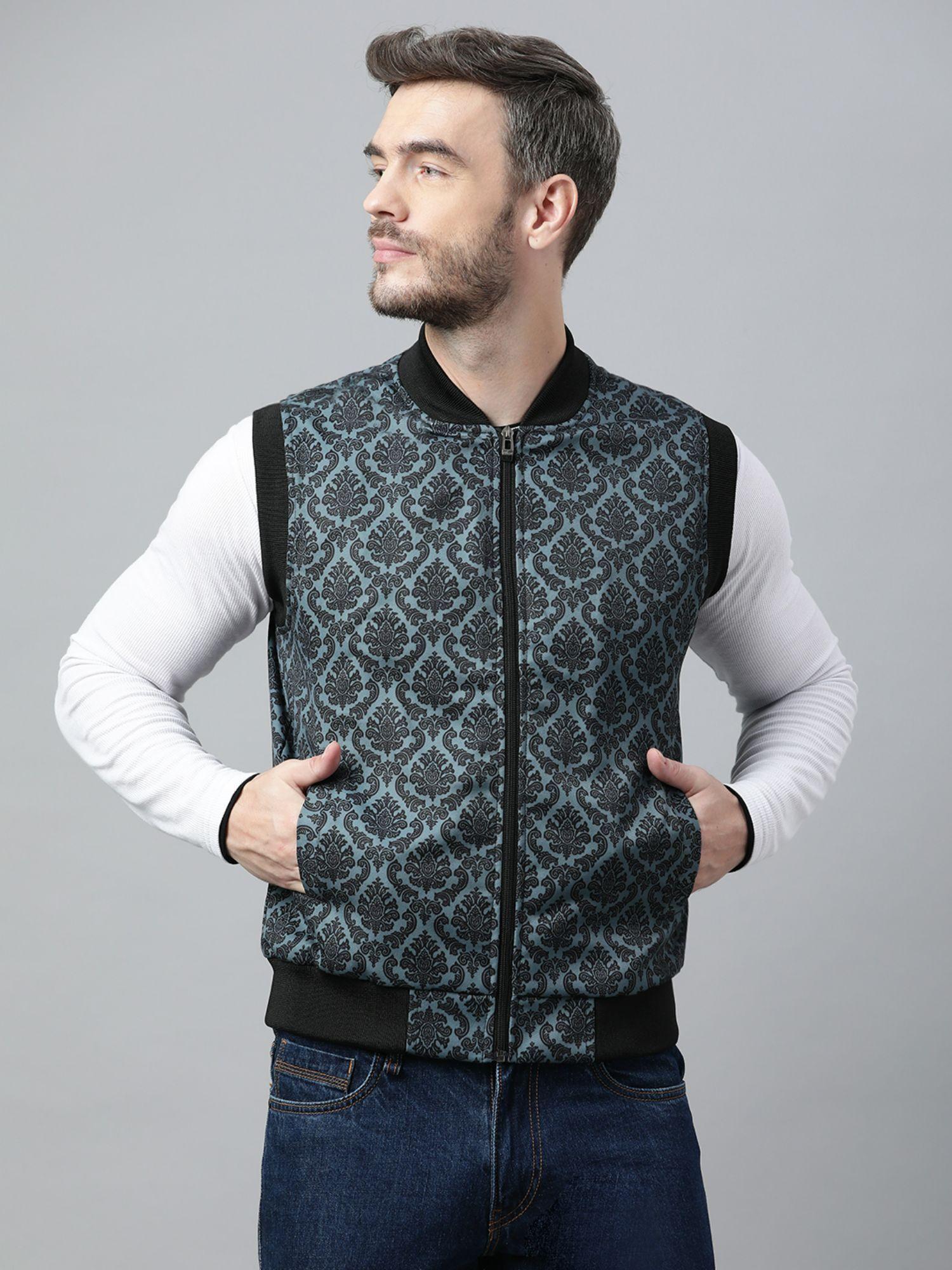 men casual teal regular fit jacket