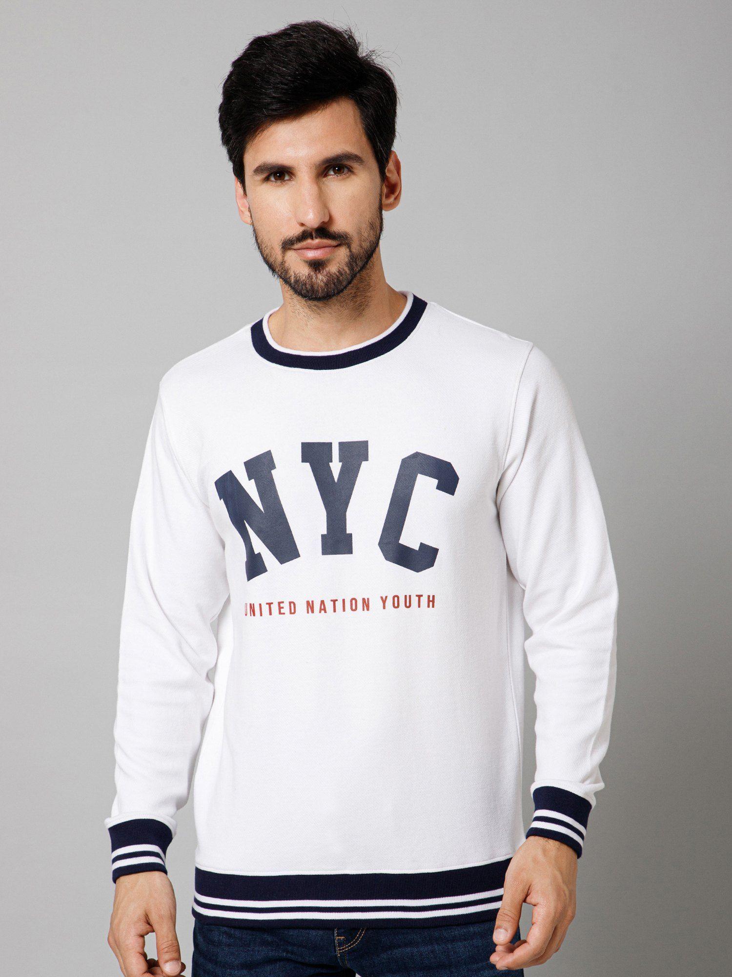 men casual white sweatshirt