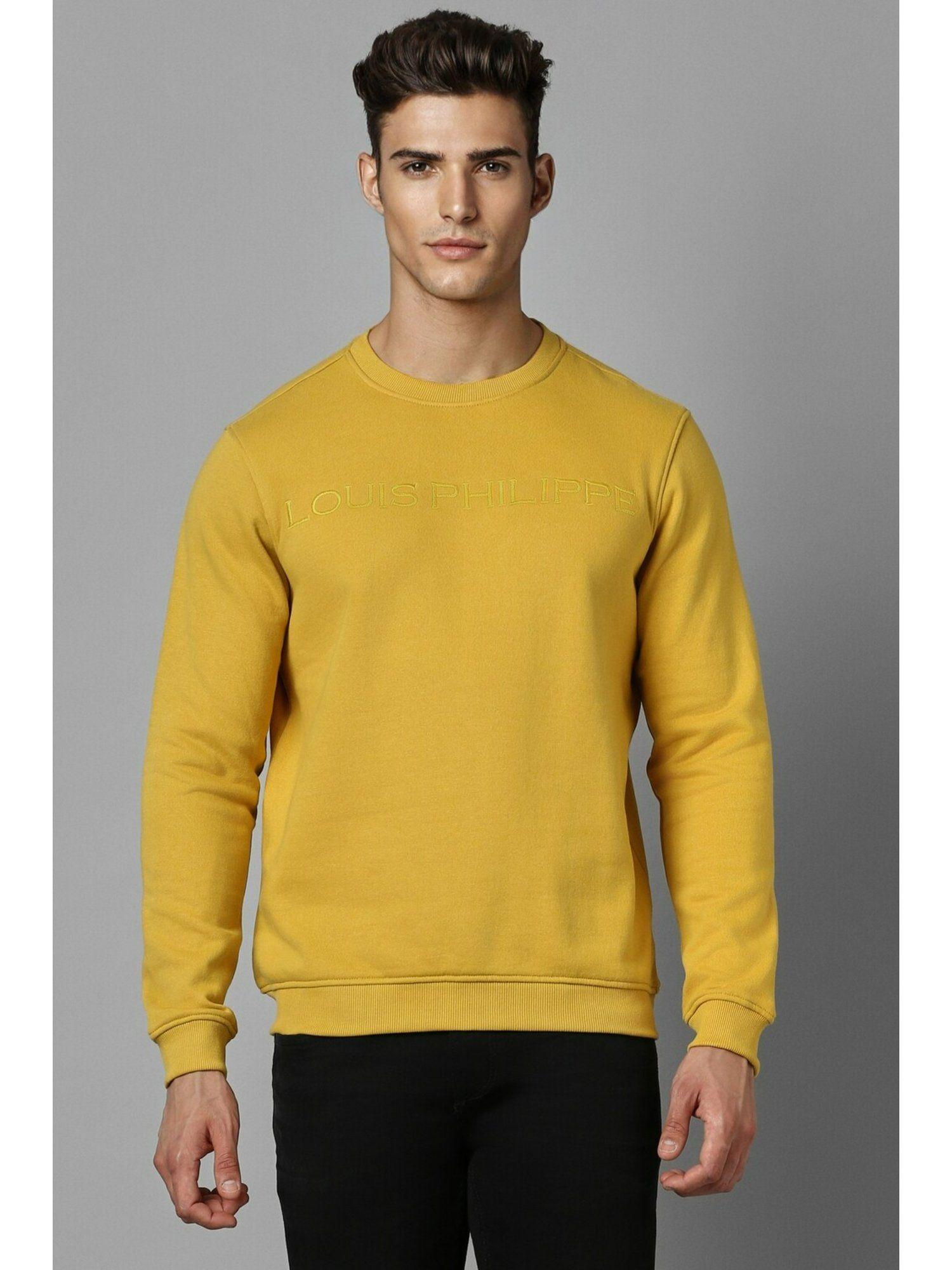 men casual yellow solid sweatshirt