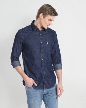 men chambray slim fit shirt