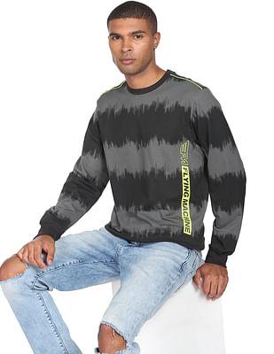 men charcoal crew neck tie-dye sweatshirt