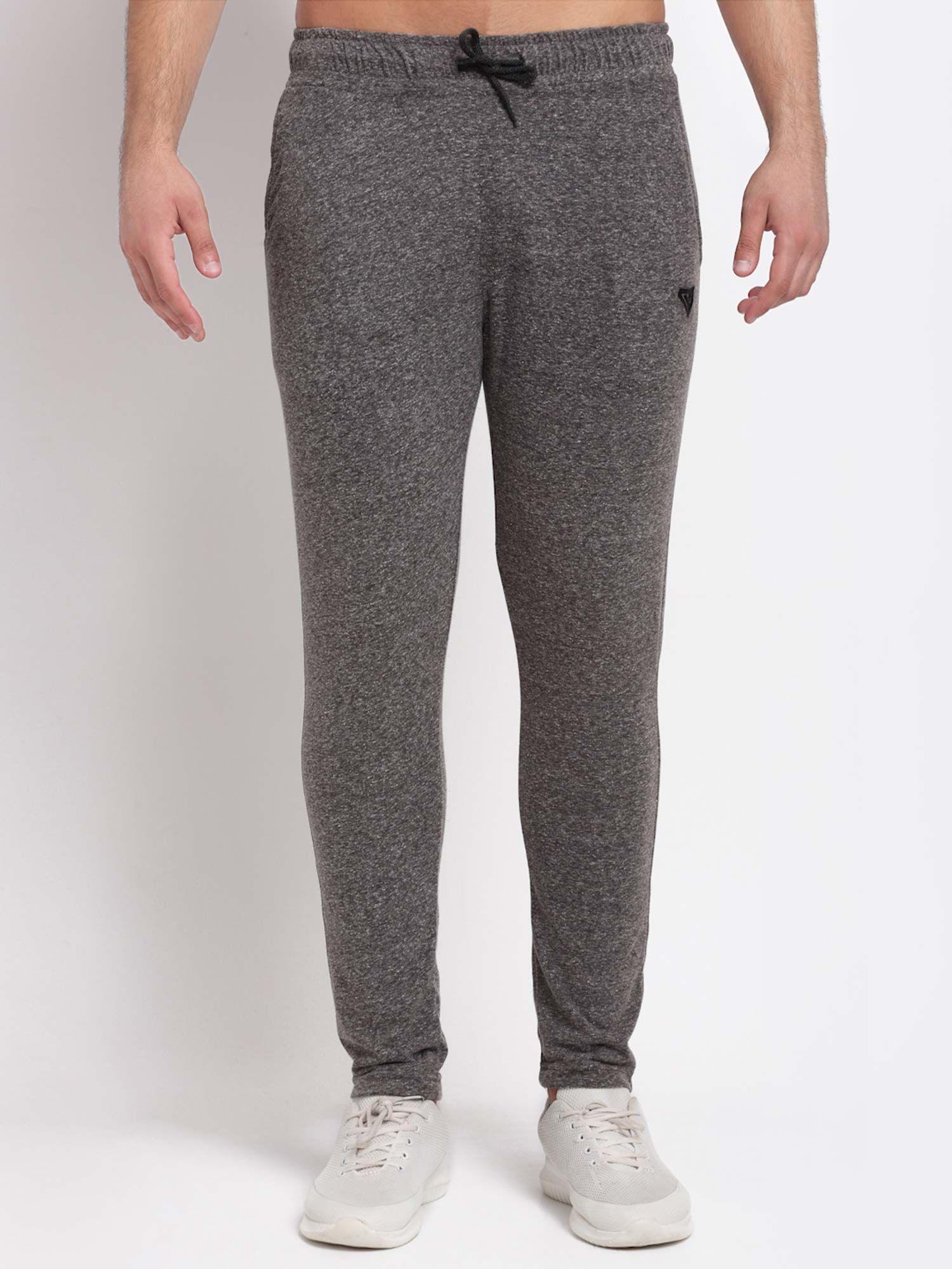 men charcoal grey solid track pants