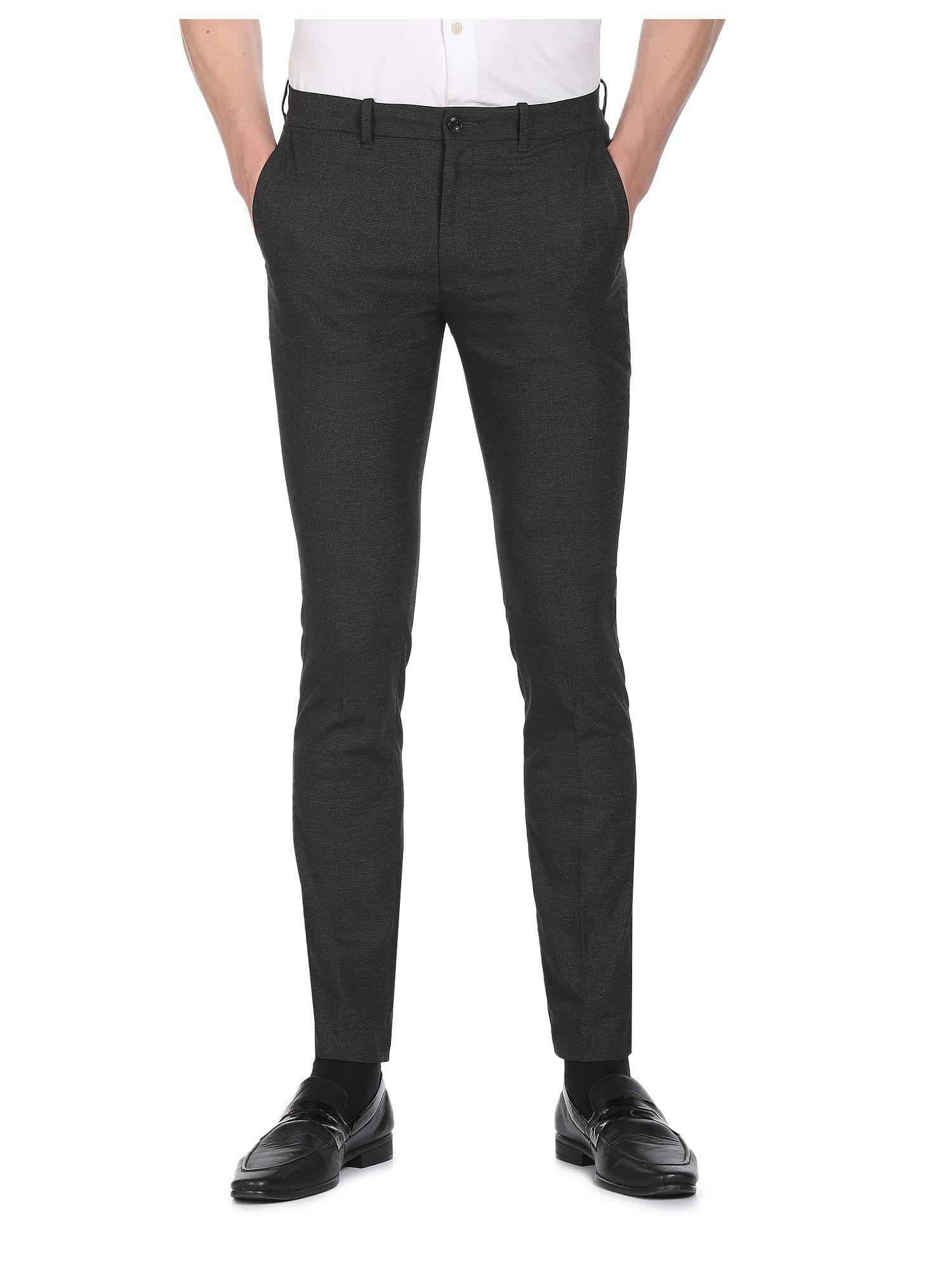 men charcoal jackson super slim fit heathered formal trousers