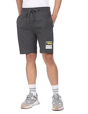 men charcoal mid rise heathered shorts