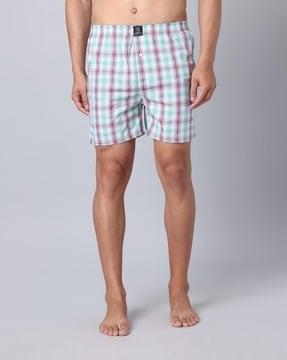 men checked boxers with elasticated waist