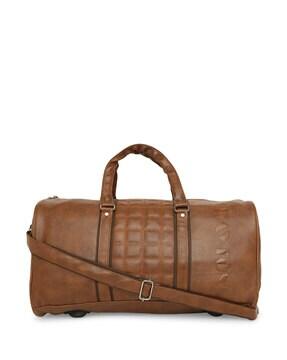 men checked duffle bag with detachable strap