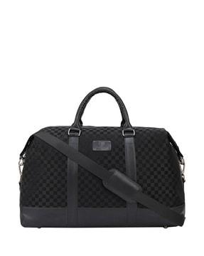 men checked duffle bag with detachable strap